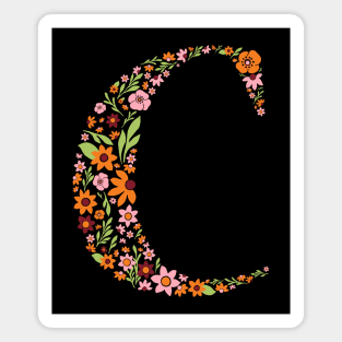 Retro Floral Letter C Magnet